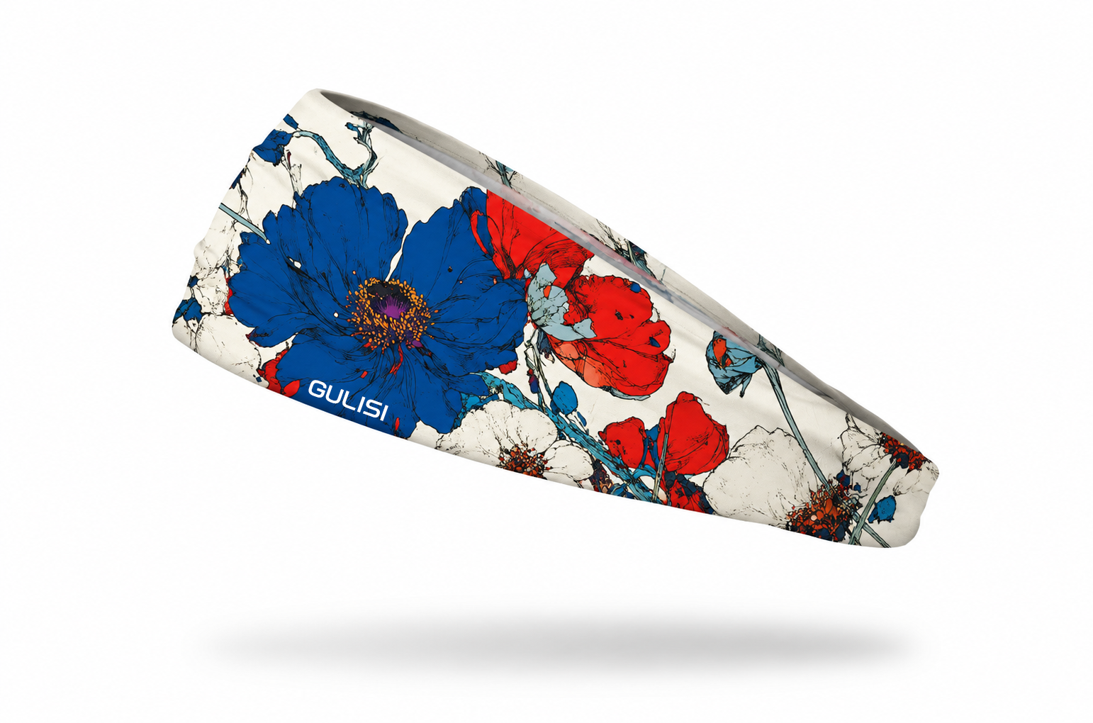 A red, white and blue custom headband for Ripken Baseball - Side 1